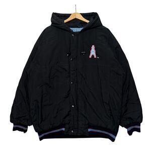 VTG 80s Houston Oilers NFL Football Starter Black Zip Up Puffer Jacket L